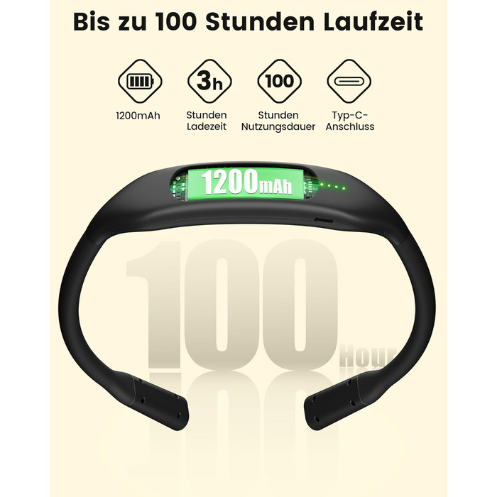 Glocusent Лампа для читання на шиї з 100 годин освітлення, захищає зір | Регульована колірна температура та 5 рівнів яскравості, легка лампа для ліжка, шиття, ремонту