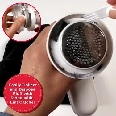 SINGER Компактний видалення ворсу та клубочків, портативний, на батарейках, з 3 лезами з нержавіючої сталі та знімним контейнером для ворсу