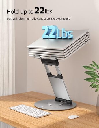 NULAXY Adjustable Laptop Stand - 360° Swivel Base, Height Adjustable up to 20