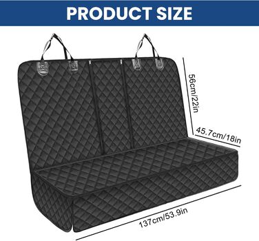 Захист сидіння автомобіля для собак: водовідштовхувальний, антиковзаючий, стійкий до подряпин (135 x 120 см)