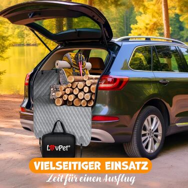 Lovpet® Автодекиль для собак 2в1: для заднього сидіння та багажника з боковим захистом та оглядовим вікном. Водовідштовхувальна автодекиль для собак, універсальна, для заднього сидіння. В комплекті аксесуари, сірого кольору.
