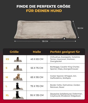 Килимок для собак HS-Hundebett® з підкладкою Cord, XS – Практичний, зручний та миючий килимок для собак – М'який та затишний лежак для собак – Виготовлено в Німеччині (Бежевий, 95x135 см)