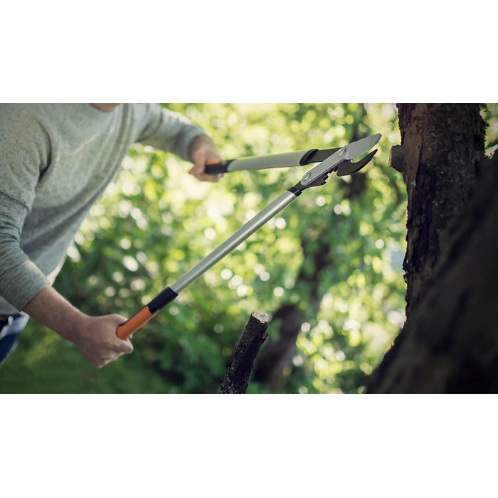 Fiskars PowerGear X Bypass Pruning Shears for Fresh Wood, Non-Stick Coated, Hardened Precision Steel, Length: 80 cm, Black/Orange, LX98-L, 1020188