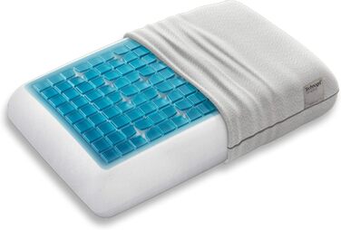 Ортопедична подушка для шиї Technogel Deluxe, гелева, безпечна, сертифікована, для спини та бокового сну, з наволочкою 66x40x14 см
