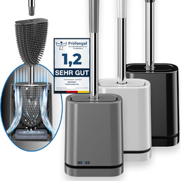 Силіконова щітка для унітазу Bross® - антибактеріальна, з тримачем, для стіни, 1 шт.