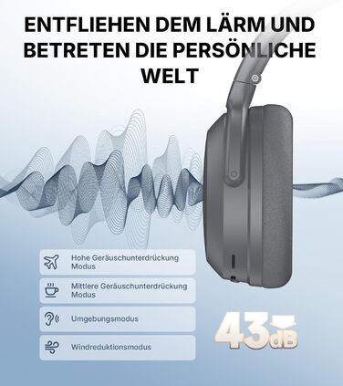 Edifier WH700NB Pro: Бездротові навушники з активним шумозаглушенням -43dB, Hi-Res Audio, Bluetooth V5.4, мульти-поінт, AI-дзвінки, швидка зарядка, сірий колір