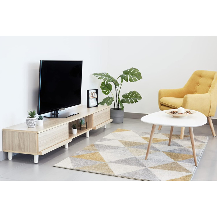 Iris Ohyama TV Furniture, TV Cabinet, TV Stand, TV Wall Mount for screens up to 43 inches, 4 shelves, Extendable, Contemporary, Bedroom, Living Room - TV Cabinet - SAB-100 - White Oak (Light Brown, TV size up to 73 inches, With Drawers)