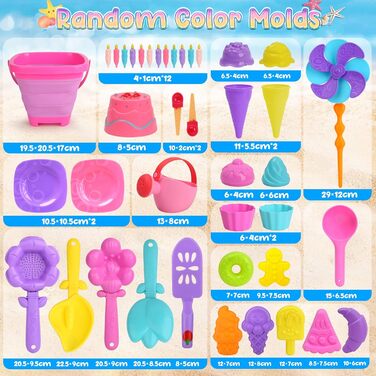 Joyreal 46-Piece Sand Toy Ice Cream Set for Girls and Boys - Sandbox Toys, Beach Toys, Kids with 4 Sand Shovels, Bucket, Sand Molds, Mesh Bag for Kids