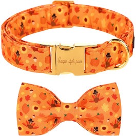 Нашийник для собак на Хелловін з бантиком: Турція та гарбуз, регульований, для дівчаток та хлопчиків, малого та середнього розміру