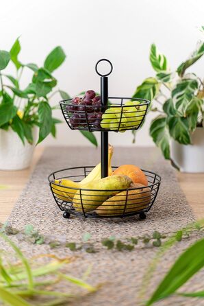 Auroni Етажерка Infinite: двоярусна етажерка для фруктів - стильний фруктовий кошик, H=33 см, D=24 см