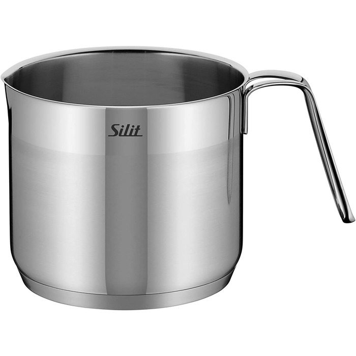 Silit Tuscany Cookware Set, induction-compatible, 10-piece, saucepan set with glass lid, induction saucepans, milk pot, steamer insert, frying pan, stainless steel, partially matte, induction cookware set, uncoated, single