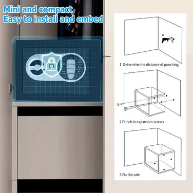 Міцний сейф Tresor Klein з кодовим замком, електронний настінний сейф Vankarr для дому, готелю, офісу, дітей, зберігання грошей, 23*17*17 см