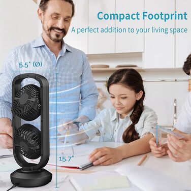 Вентилятор настільний DR.PREPARE 40см з 3 швидкостями, коливання 105°, таймер, чорний