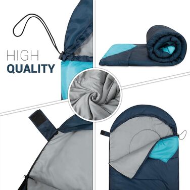 Paco Home Sleeping Bag - Washable, Breathable, Outdoor & Camping - Adult & Kids - Summer & Winter - Blue 220x70x6cm