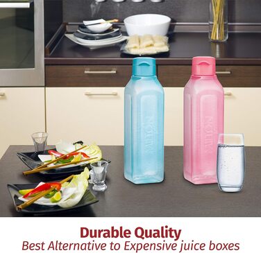 MILTON Sport Bottle, square, juice box style, ideal for juices, milk, smoothies, plastic, wide opening, leak-proof, BPA-free, (900 ml)