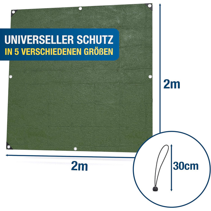 Professional Tarp 240 g/m² [3x4m] - Robust woven tarp with eyelets - Waterproof and UV resistant tarp - Outdoor tarp - Weatherproof all-purpose tarp including 6 tarp straps (2 x 2 m)