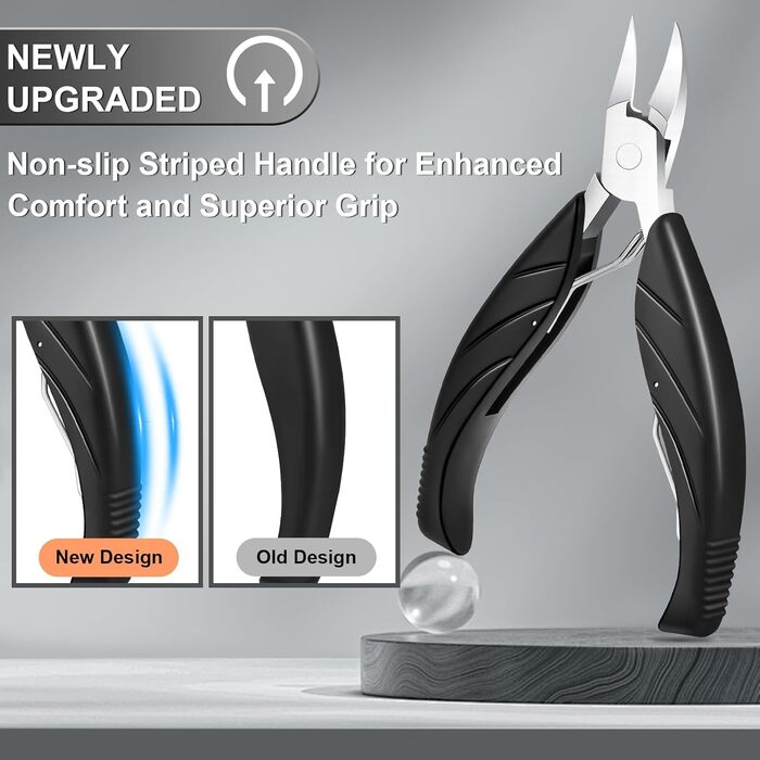 Професійний нігтеріз для нігтів на ногах - нігтеріз для пальців ніг, великий для людей похилого віку, товсті нігті з широким отвором, гострий інструмент для обрізання нігтів, набір для догляду за нігтями з довгим руків'ям та скошеним вигином леза для чоловіків та жінок, чорний