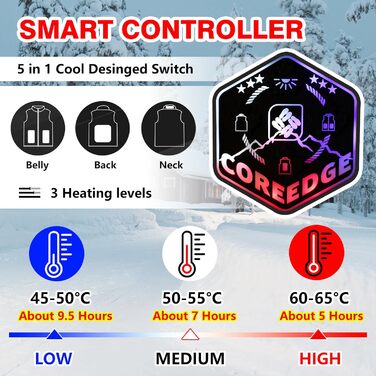 Обігріваючий жилет для чоловіків з акумулятором 10000mAh, USB, 3 режими температури, 4 зони обігріву, XL, чорний