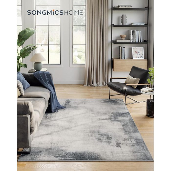 SONGMICS HOME Rug, 160 x 230 cm, Living Room Rug, Non-Slip Rug, Modern Abstract Style, for Living Room, Kitchen, Hallway, Dining Room, Machine Washable, Dove Gray TAR077G01