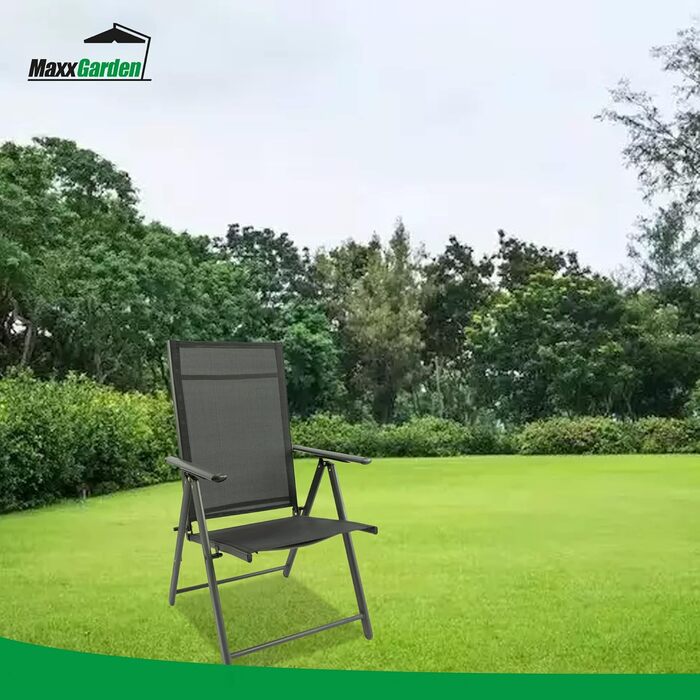 Складані садові крісла MaxxGarden, 2 шт, алюмінієві, регульовані, для балкона та саду, сірі, 56x56x110 см