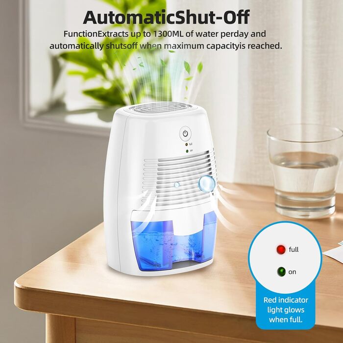 Електричний осушувач повітря 1300 мл - портативний, тихий, для спальні, ванної кімнати та шафи