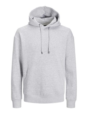 Чоловічий худі Jack & Jones однотонний з капюшоном, світло-сірий меланж, розмір XL
