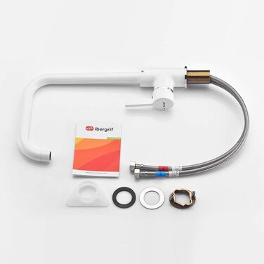 Кухонний змішувач IBERGRIF M22105A, однолеверний, матовий, білий