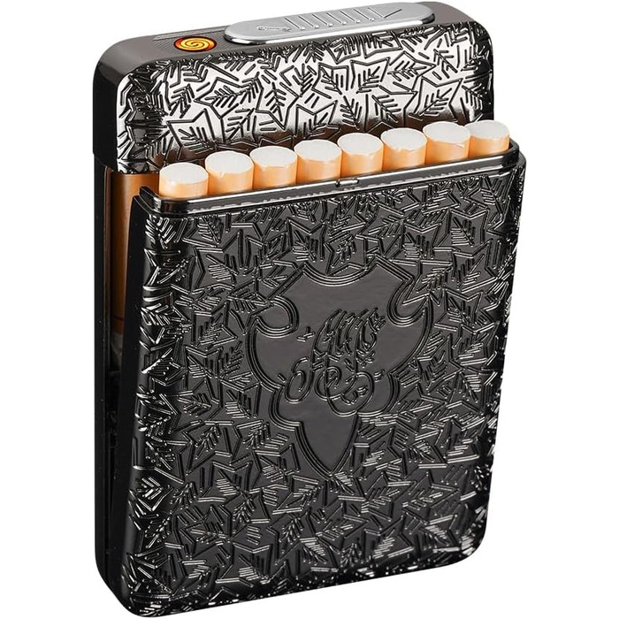 Електронне висувне попільничка з запальничкою для сигарет King Size (16 шт., чорний)