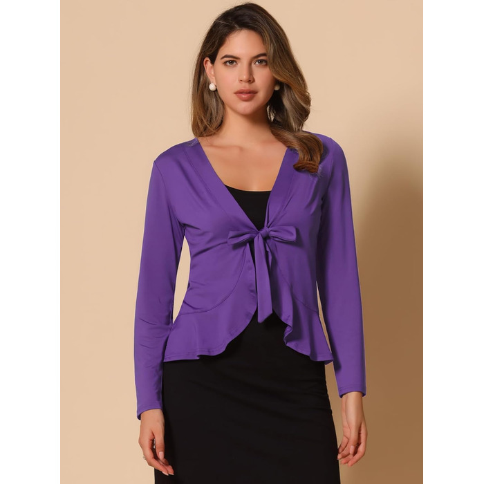 Allegra K Кардиган жіночий, трикотажний, темно-фіолетовий, розмір M