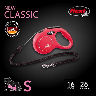 Висувна поводок Flexi® Klassische для собак і котів, ергономічний, міцний, без спутанності, до 11,8 кг, 7,9 м, маленький