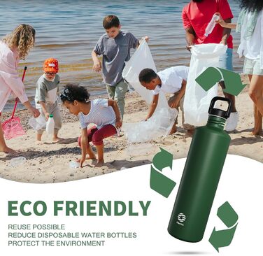 2L Stainless Steel Water Bottle | 2 Liter Single-Walled Water Canteen | Eco-Friendly Reusable Bottle | Plastic-Free and Leak-Proof Metal Water Bottle | 2l Eco Drinking Bottle, Green