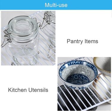 iPEGTOP 6-Piece Large Freezer Shelf, Stainless Steel, Kitchen Organizer, Space-Saving, for Refrigerator, Pantry, Countertops – White