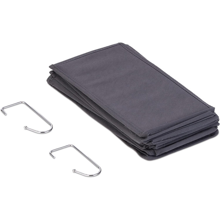 Настінна полиця Relaxdays для одягу, сіра, 6 відділень, 99x15x30 см, з гачками