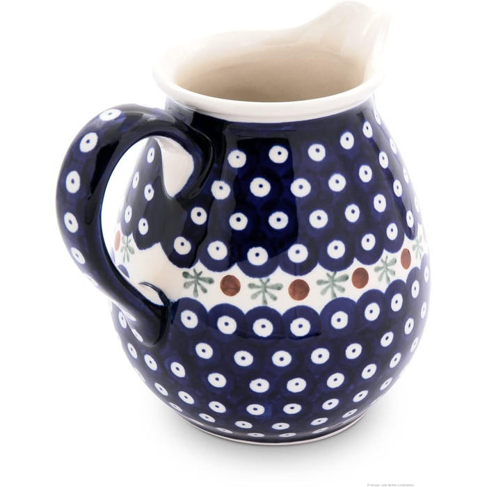 Bunzlauer Ceramics 1.45 Liter Ceramic Pitcher/Jug/Carafe – rounded shape, classic design, hand-painted, stoneware (Decoration 41)