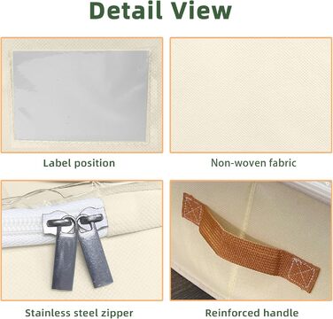 Коробки для зберігання під ліжком, 2 шт. з боковими стійками, сірі. Підходять для постільної білизни, одягу та ковдр.