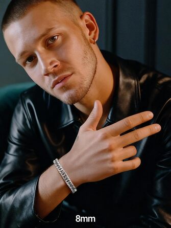 Чоловічий браслет PROSTEEL з нержавіючої сталі з 18K золотом, чорний, ланцюжок 'Panzerkette', важкий, для чоловіків та підлітків, 8 мм/12 мм/16,5 мм/17 мм, срібло, 19 см