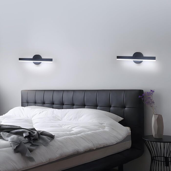 LED дзеркальна лампа Riserva 12W для ванної кімнати, поворотна 300°, 38 см, тепле світло 3000K, чорний колір