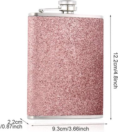Сталевий фляж з нержавіючої сталі 304, 240 мл з воронкою - без витоку, стильний та портативний набір пляшок для чоловіків та жінок. Сталева фляга для віскі (колір: рожевий)