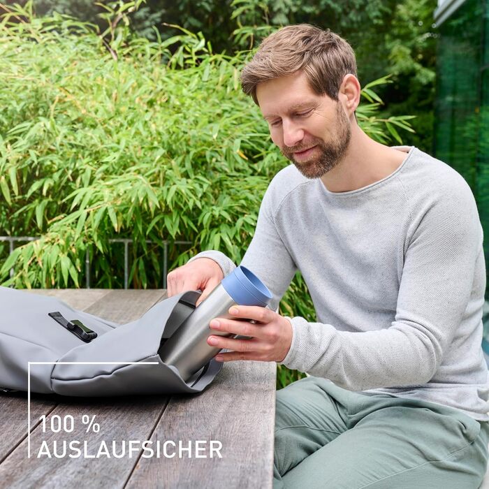 Термокружка Emsa N20202 Travel Mug Classic, 0.36 л, нержавіюча сталь, 4 години гаряча, 8 годин холодна, герметична, для миття в посудомийній машині, 360° отвір для пиття, синій