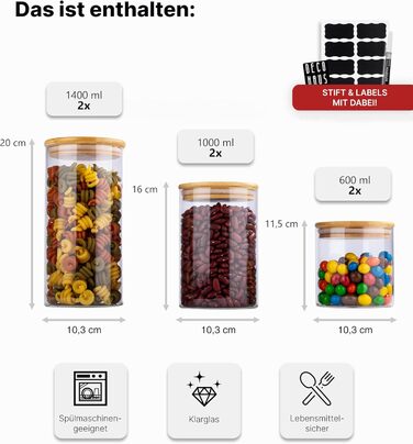 Набір контейнерів для зберігання Deco haus® 2 шт. 1,3 л (з етикетками) - для кави, цукру, борошна, мюслі. Герметичні контейнери для кавових зерен, цукру, борошна та інших продуктів.