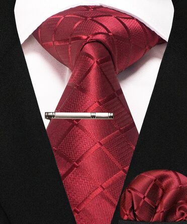 Трохи виразні краватки та нагрудні хустинки JEMYGINS для весілля: темно-зелений (вино-червоний) комплект