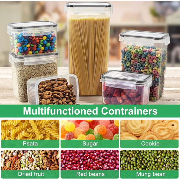 Набір контейнерів для зберігання продуктів, 20 шт., BPA Free, з кришкою (2,8L, 2L, 1,4L, 0,8L, 0,52L)