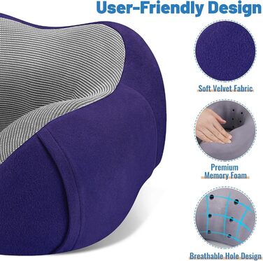 Подушка для шиї CloudBliss Premium з Memory Foam: для подорожей, авто, офісу та дому. Зменшує біль, забезпечує комфортний сон. 2 шт. (Чорний та Морський блакитний)