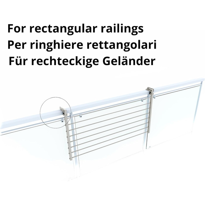 Сушарка для білизни Foxydry Duo для балкона, тераси та перил, біла, 102 см, нержавіюча сталь/алюміній