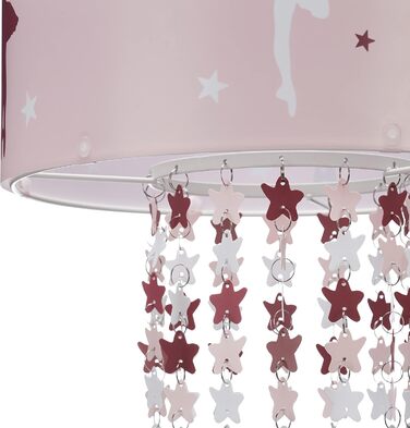 Relaxdays Hanging Lamp for Girls, Children's Lamp with Ballerina Motif, Pendant Light with Star Mobile for Children's Rooms, pink, 30 x 30 x 140 cm