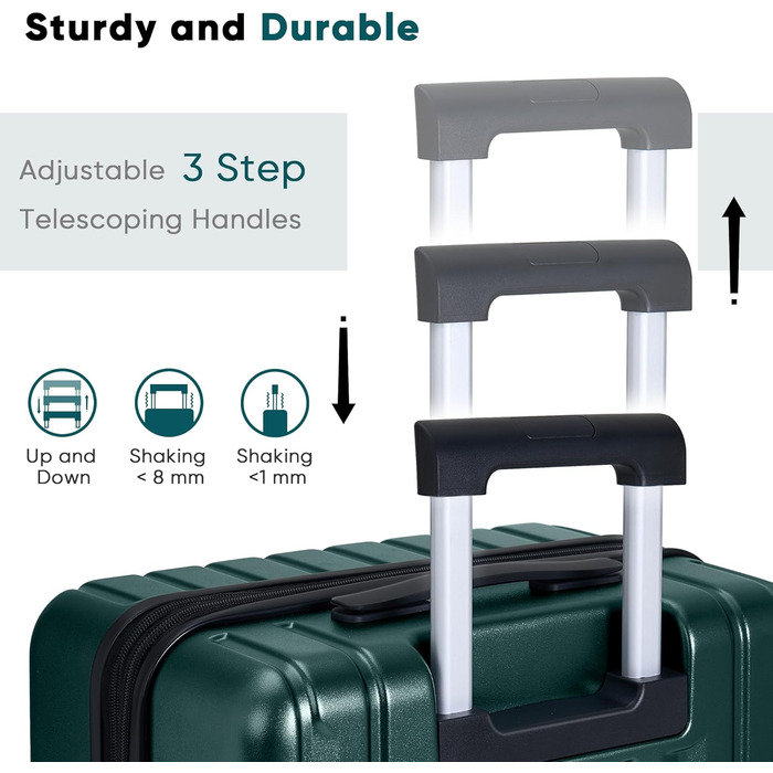 Набір валіз SHOWKOO 2 шт. з жорстким корпусом, 65см+75см, розширюваний, ультралегкий, полікарбонат, з TSA замком та 4 колесами (темно-зелений, XL/75см)
