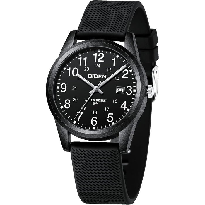 Чоловічий годинник LN LENQIN з датою, чорний, з нейлоновим ремінцем, водостійкий 30м