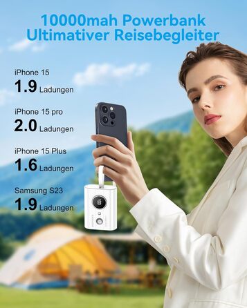 Power Bank AsperX 10000mAh з PD 30W, USB-C, білий. Швидка зарядка для iPhone 15/14, iPad. Компактний акумулятор