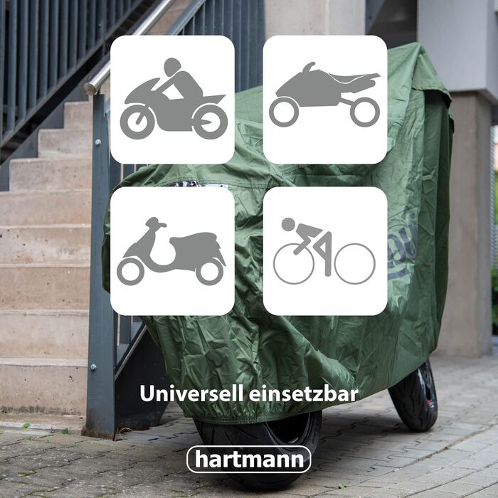 Замок-ланцюг Hartmann 150 см для мотоцикла/велосипеда, загартований чотиригранний ланцюг, текстильний чохол, захист від свердління і взлому, протиугінний, сірий