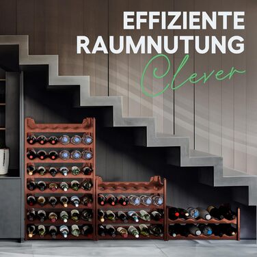Novaliv Brown Modular Bottle Rack for 72 Wine Bottles - Stackable, Expandable, Robust - Ideal for Wine Storage in Cellars, Restaurants & Homes, Drinks Cabinet, Stackable Wine Rack